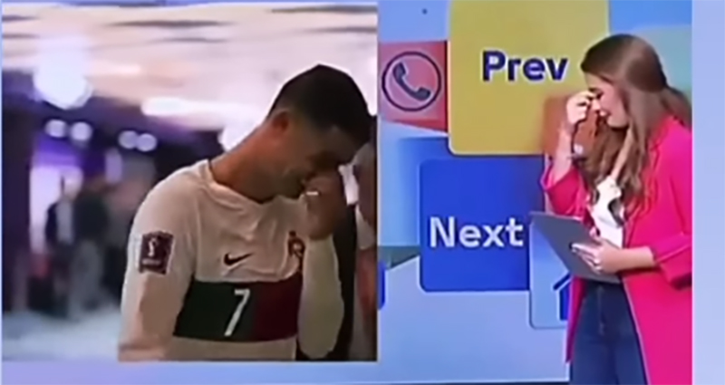 Jornalista chora ao ver Cristiano Ronaldo sair em lágrimas (vídeo)
